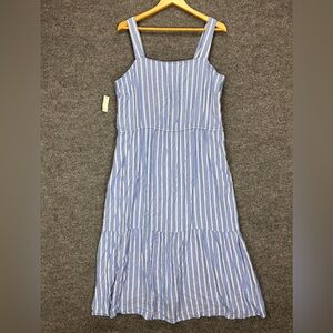 Amazon Essentials Maxi Tank Dress Women’s XL Blue White Striped Viscose Soft NEW